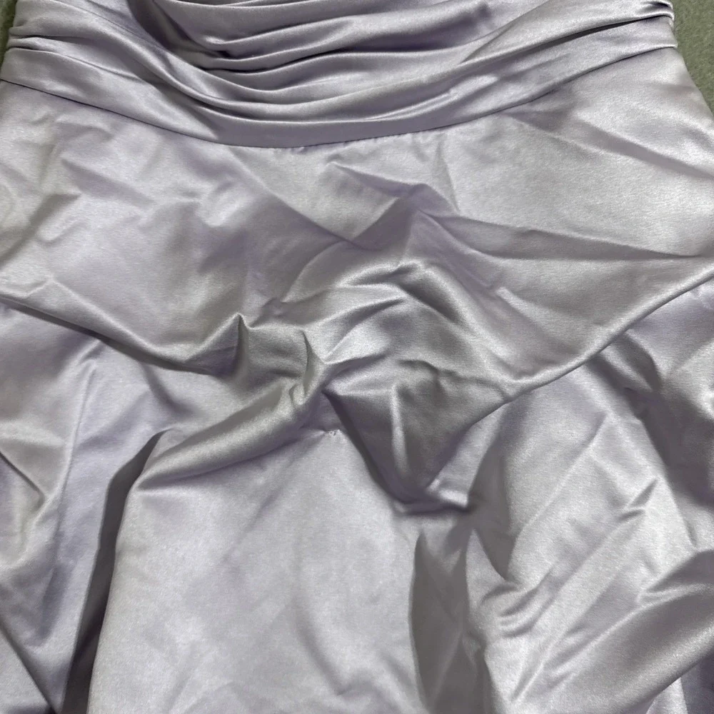 Vtg Dress Mini Strapless Bubble tiered‎ hem satin dress sz 2 Y2K Lavender Formal